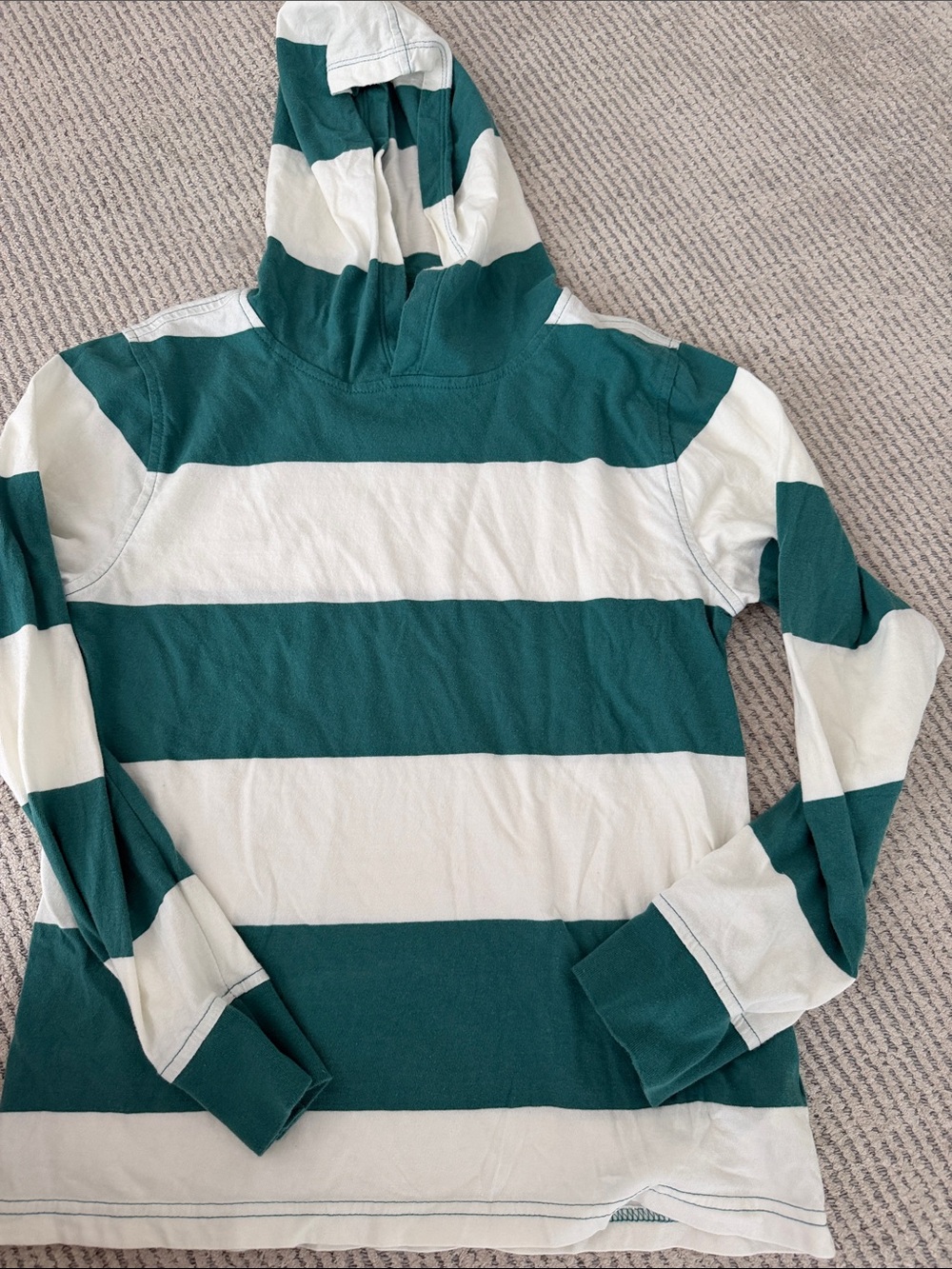 Crewcuts boys size 10-11 Green & White Striped T-shirt Hoodie